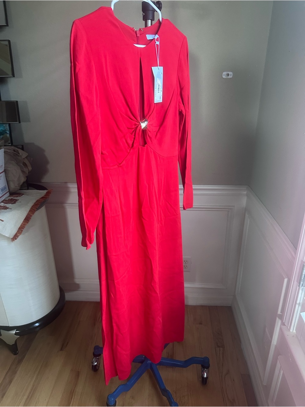 ANTONIO MELANI Red Long-Sleeve Twist-Front Maxi Dress